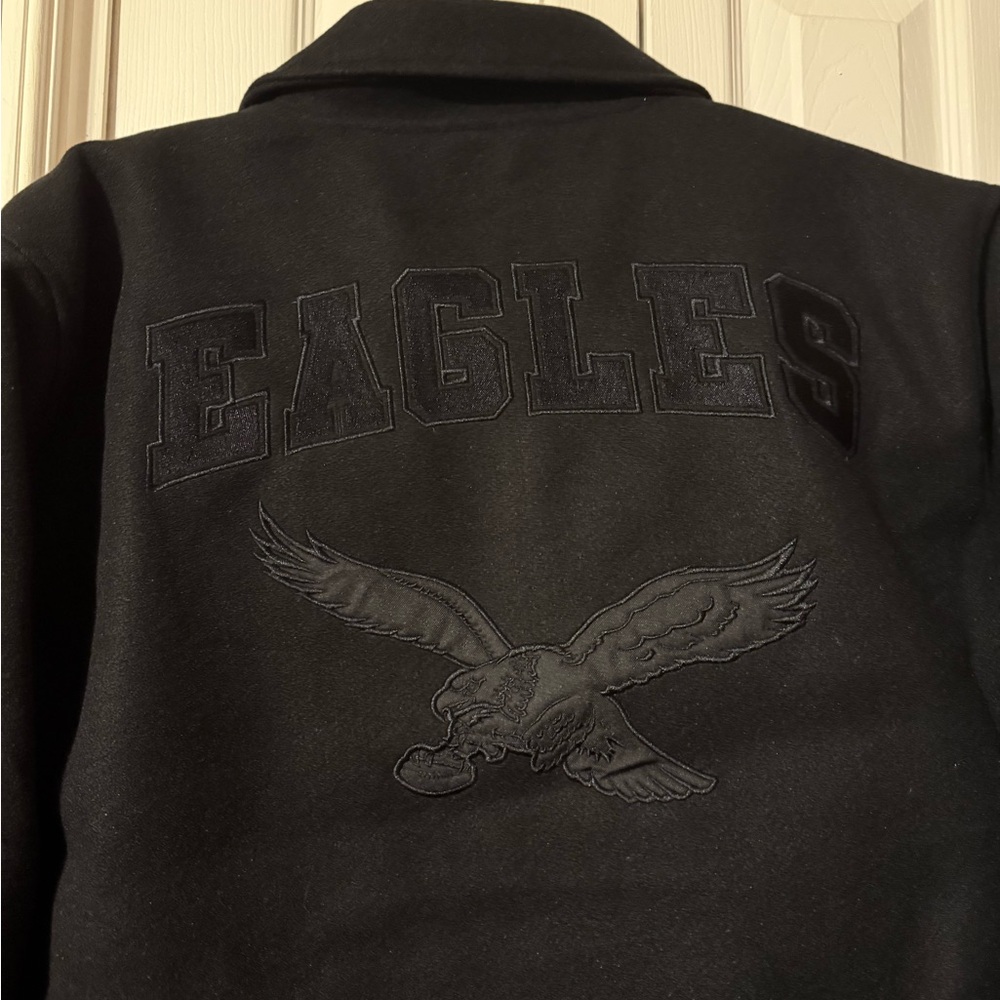 NFL Philadelphia eagles Black felt Bomber varsity vintage style Jacket MEDIUM - Picture 6 of 8